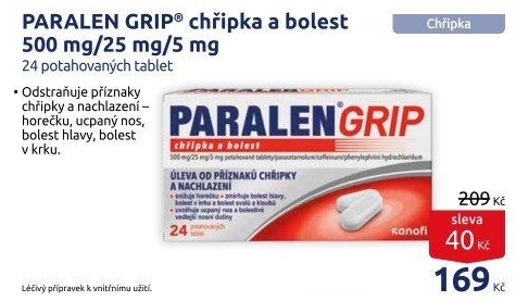 Tablety chřipka a bolest Grip Paralen