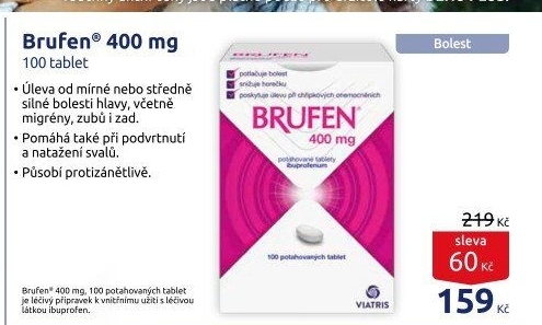 Tablety proti bolesti 400 Brufen Viatris