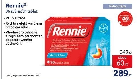 Žvýkací tablety proti pálení žáhy Rennie