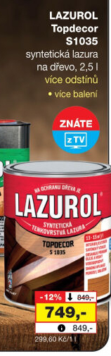 Lazura na dřevo Topdecor Lazurol