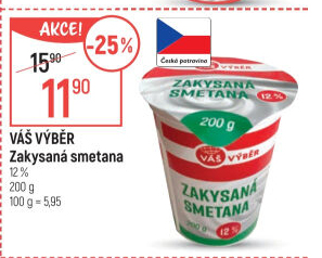Zakysaná smetana 12% Váš Výběr