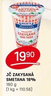Smetana zakysaná Jihočeská Madeta 18%