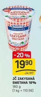 Smetana zakysaná Jihočeská Madeta 18%