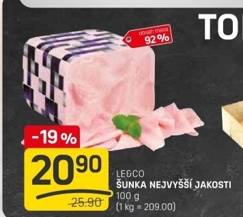 Šunka nejvyšší jakosti LE&amp