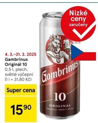 Pivo světlé výčepní Originál 10° Gambrinus