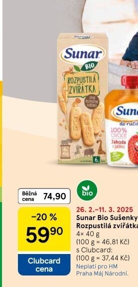 Sušenky Bio Rozpustilá zvířátka Sunar