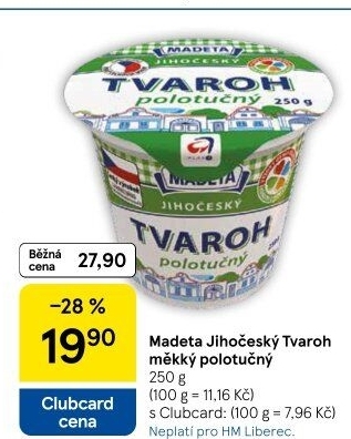 Tvaroh polotučný Jihočeský Madeta