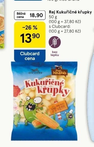 Kukuřičné křupky bez lepku Rej