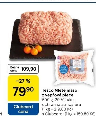 Maso mleté vepřové z plece Tesco