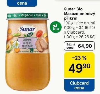 Masozeleninový příkrm bio Sunar