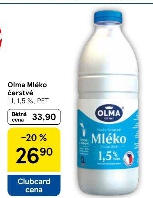 Mléko čerstvé Olma - 1,5% polotučné