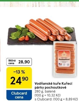 Párky kuřecí pochoutkové Vodňanské kuře