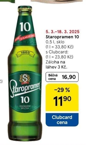 Pivo světlé výčepní 10° Staropramen