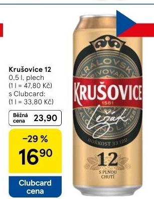 Pivo světlý ležák Královský 12° Krušovice