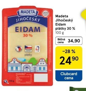 Sýr Eidam Jihočeský 30% Madeta