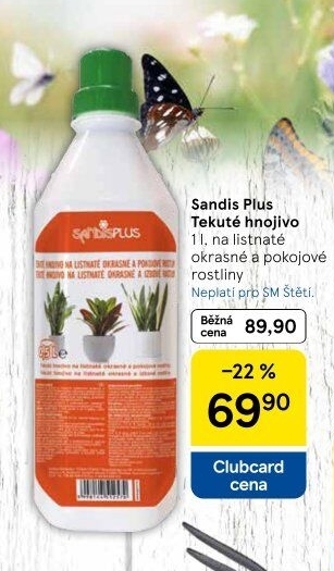 Tekuté hnojivo pro listnaté okrasné a pokojové rostliny Sandis plus