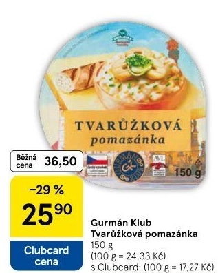 Tvarůžková pomazánka Gurmán klub
