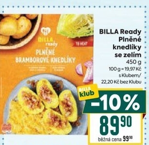 Plněné bramborové knedlíky se zelím Ready Billa