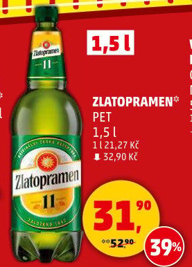 Pivo světlý ležák 11° Zlatopramen