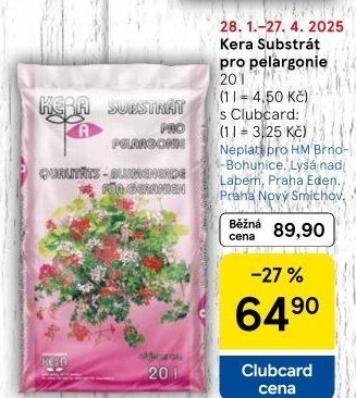 Substrát pro muškáty / pelargonie Kera
