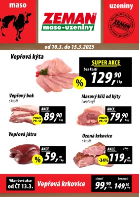 akční leták ZEMAN maso - uzeniny 10.3.2025-15.3.2025