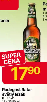 Pivo světlý ležák Ratar Radegast