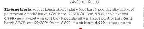 ZÁVĚSNÉ KŘESLO