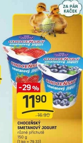 Jogurt smetanový ochucený Choceňský
