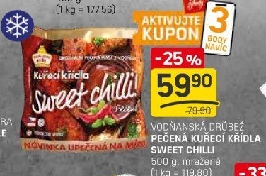 Kuřecí křídla pečená mražená Sweet chilli Vodňanské kuře