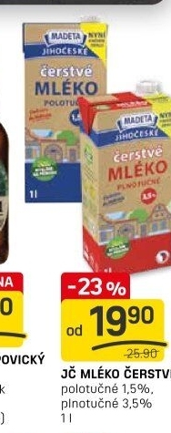 Mléko čerstvé Jihočeské Madeta