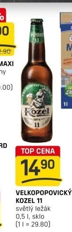 Pivo světlý ležák 11° Medium Velkopopovický Kozel