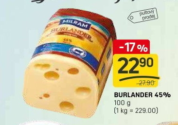 Sýr Burlander 45% Milram