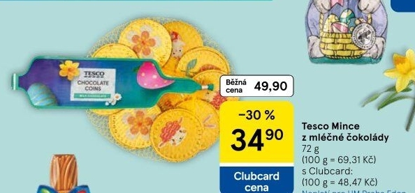 Čokoládové mince Tesco