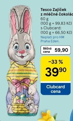 Čokoládový zajíc Tesco