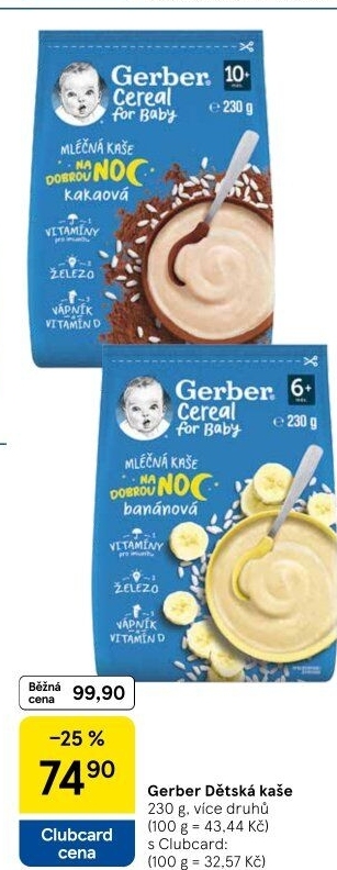 Kaše mléčná Gerber Natural for Baby