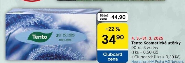 Papírové kapesníčky 3vrstvé Tento - box