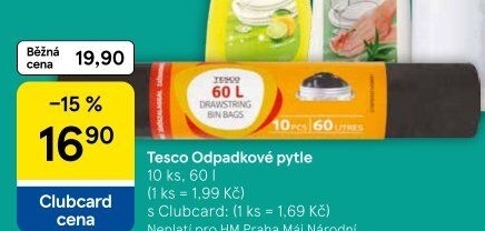 Pytle na odpadky 60 l Tesco