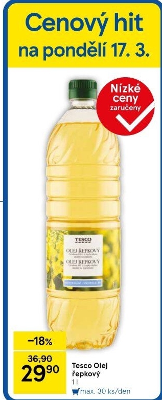 Řepkový olej Tesco