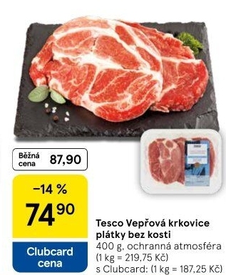 Vepřová krkovice bez kosti Tesco