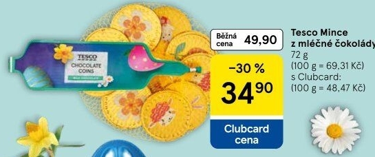 Čokoládové mince Tesco