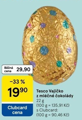 Čokoládové vajíčko Tesco