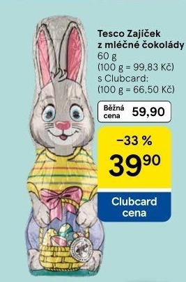 Čokoládový zajíc Tesco