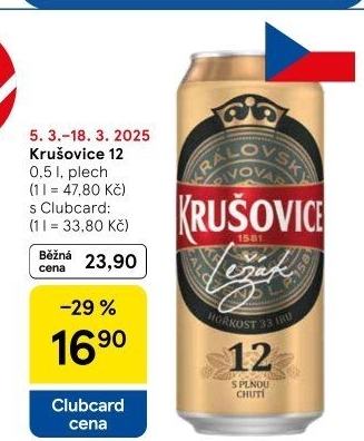 Pivo světlý ležák Královský 12° Krušovice