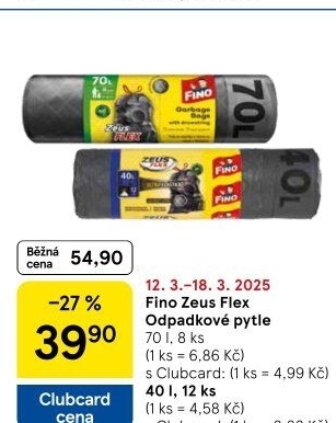 Zatahovací pytle na odpadky Zeus Flex 70 l Fino