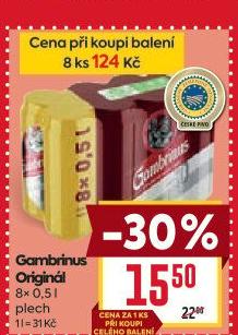 Pivo světlé výčepní Originál 10° Gambrinus