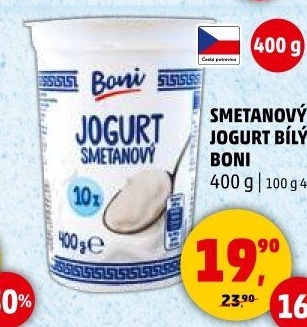 Bílý jogurt smetanový Boni
