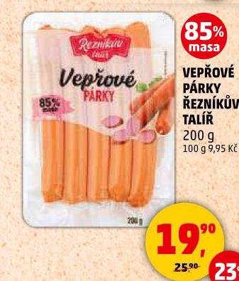 Párky vepřové Řezníkův talíř