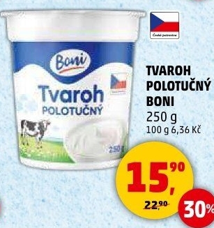Tvaroh polotučný Boni