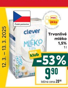 Mléko trvanlivé Clever - 1,5% polotučné