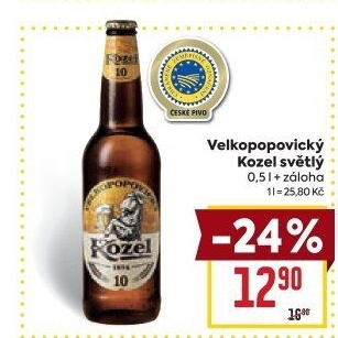 Pivo světlé výčepní 10°Velkopopovický Kozel